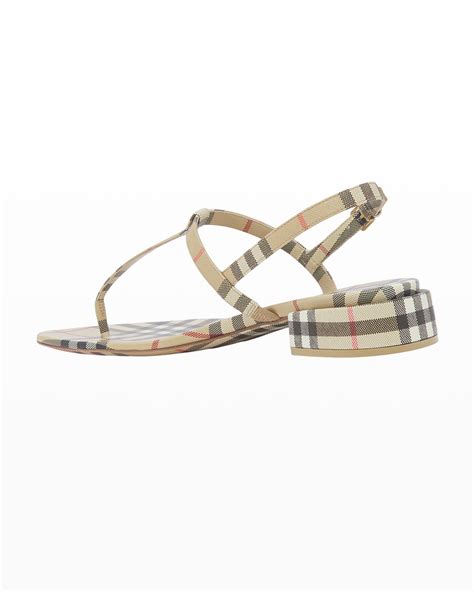 Burberry Emily Check Slingback Thong Sandals 